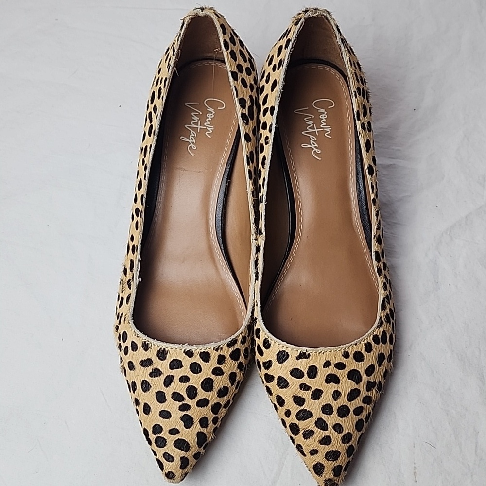 Crown Vintage Juryan Pump Leopard Print Leather Upper 2" Block Heel Size 6 - Picture 5 of 8